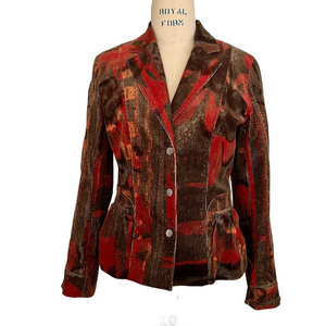 Coryloo, Italian Corduroy Red Multi Mixed Media Blazer Jacket